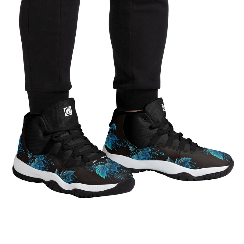 "Step up your game with the Burkesgarb Blue Rain Men's High Top Retro Basketball Sneaker"