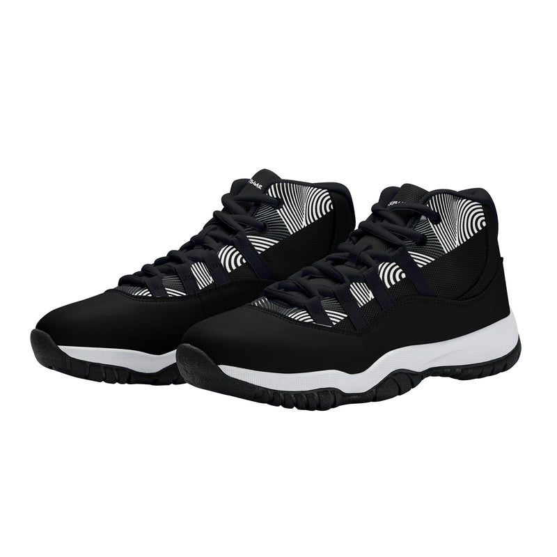 "Elevate Your Style with Burkesgarb Men's Black and White Lined Retro Basketball Sneakers"