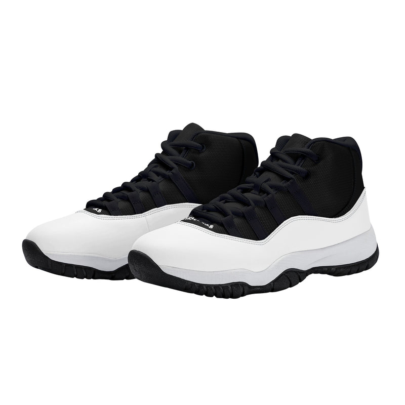 "Step Up Your Game with Burkesgarb Men's Black and White Retro Basketball Sneakers"