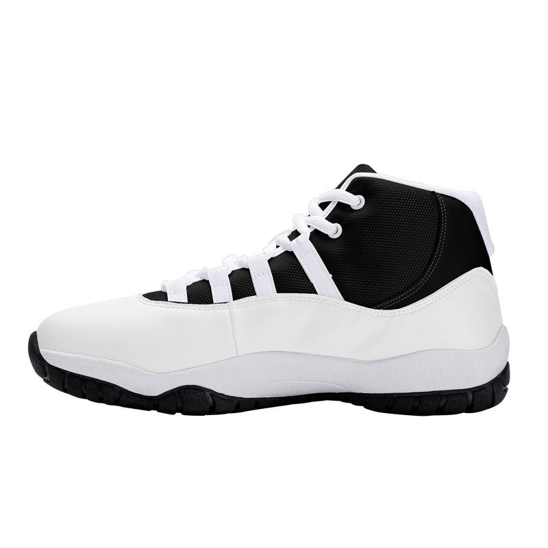 "Step Up Your Game with Burkesgarb Men's Black and White Retro Basketball Sneakers"