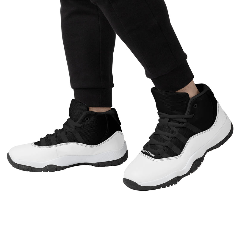 "Step Up Your Game with Burkesgarb Men's Black and White Retro Basketball Sneakers"