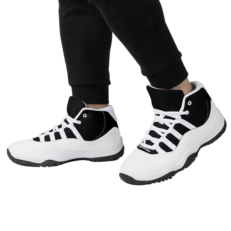 "Step Up Your Game with Burkesgarb Men's Black and White Retro Basketball Sneakers"