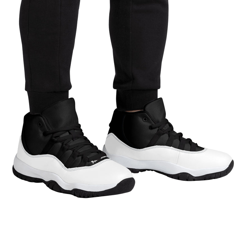 "Step Up Your Game with Burkesgarb Men's Black and White Retro Basketball Sneakers"