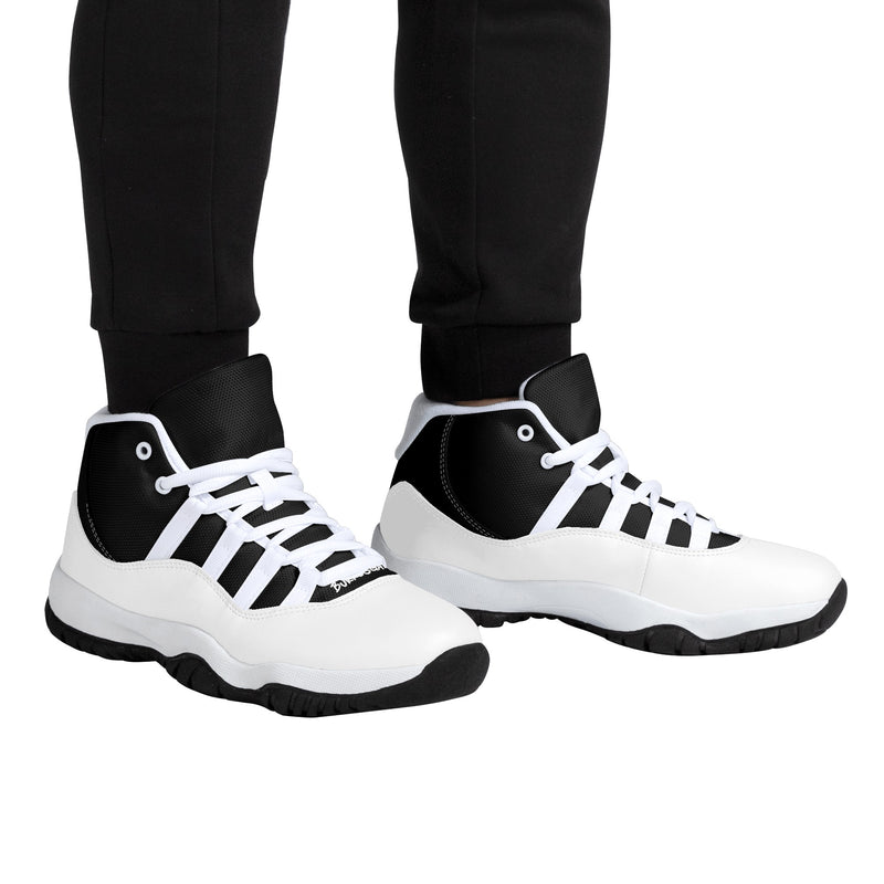 "Step Up Your Game with Burkesgarb Men's Black and White Retro Basketball Sneakers"