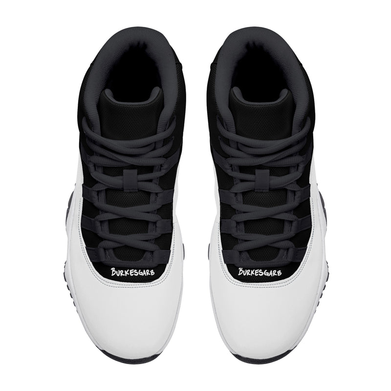 "Step Up Your Game with Burkesgarb Men's Black and White Retro Basketball Sneakers"