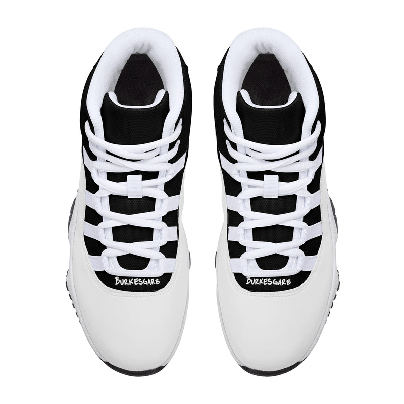 "Step Up Your Game with Burkesgarb Men's Black and White Retro Basketball Sneakers"