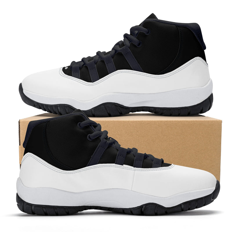 "Step Up Your Game with Burkesgarb Men's Black and White Retro Basketball Sneakers"