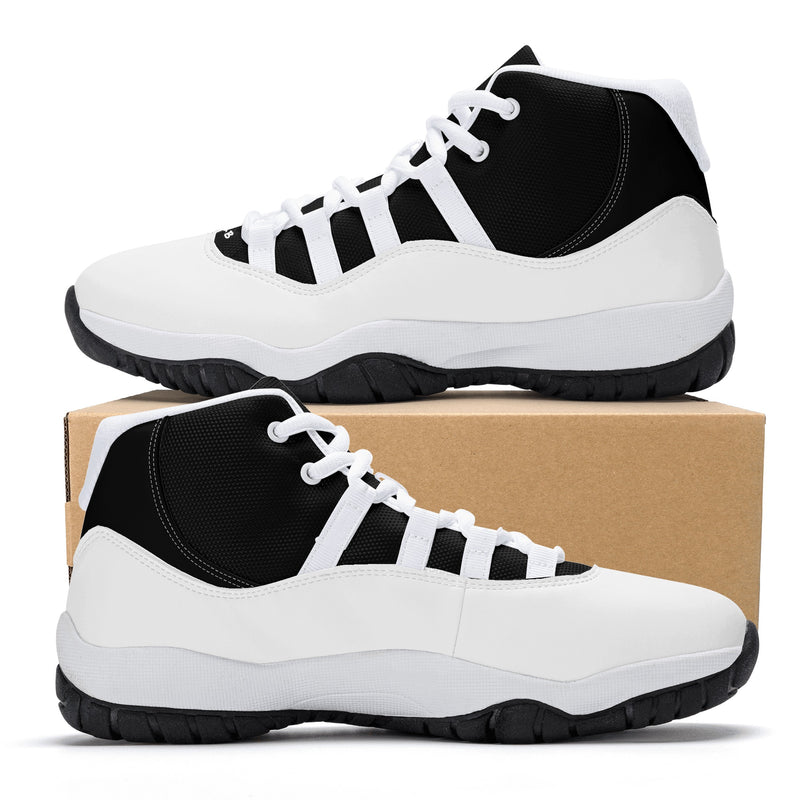 "Step Up Your Game with Burkesgarb Men's Black and White Retro Basketball Sneakers"