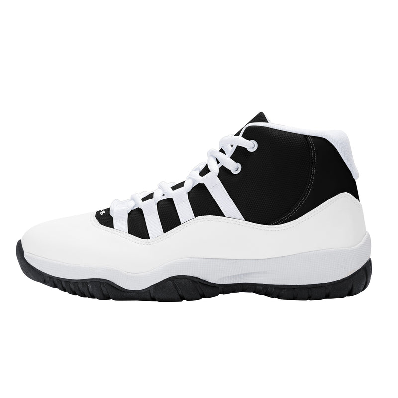 "Step Up Your Game with Burkesgarb Men's Black and White Retro Basketball Sneakers"