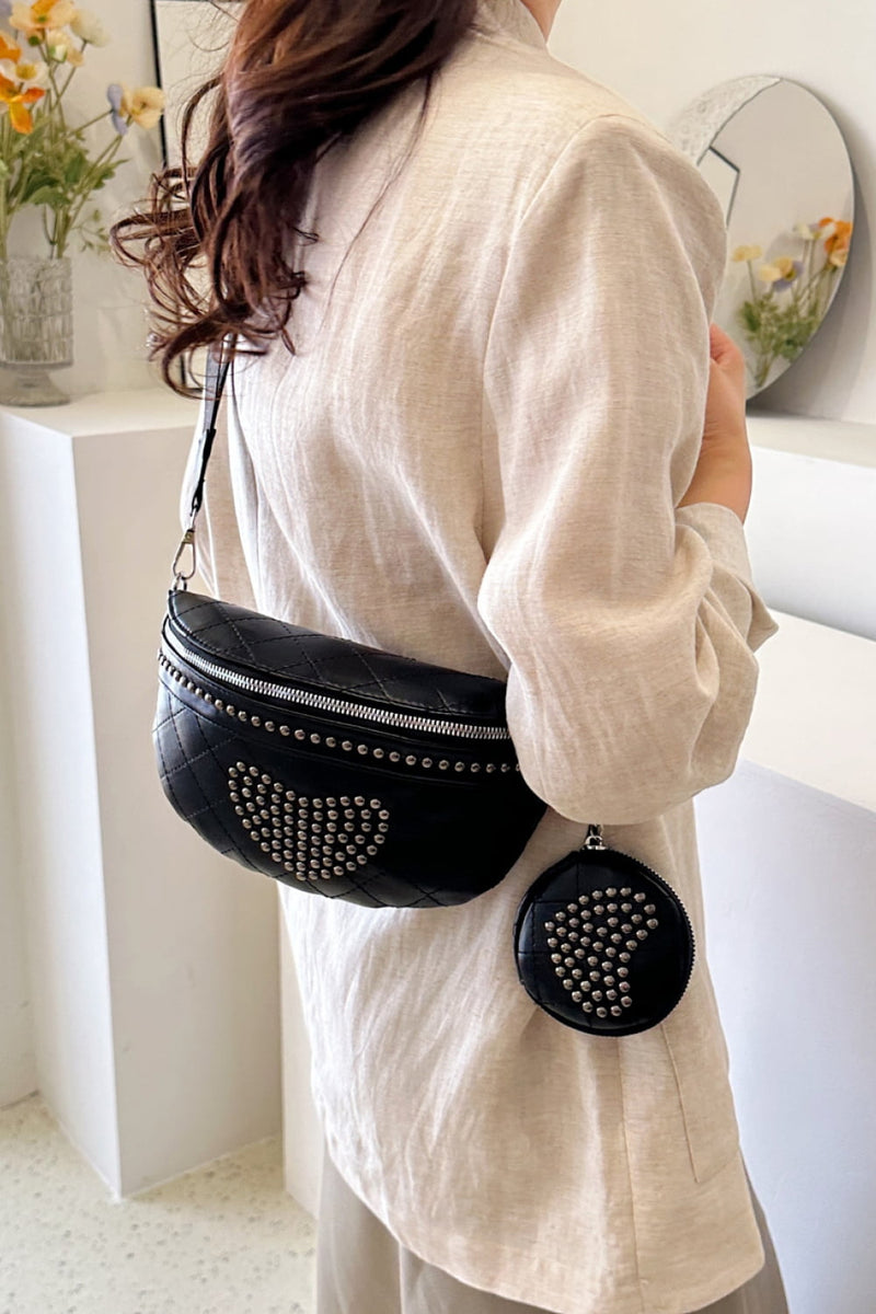 Edgy Style with the Studded Leather Sling Bag at Burkesgarb