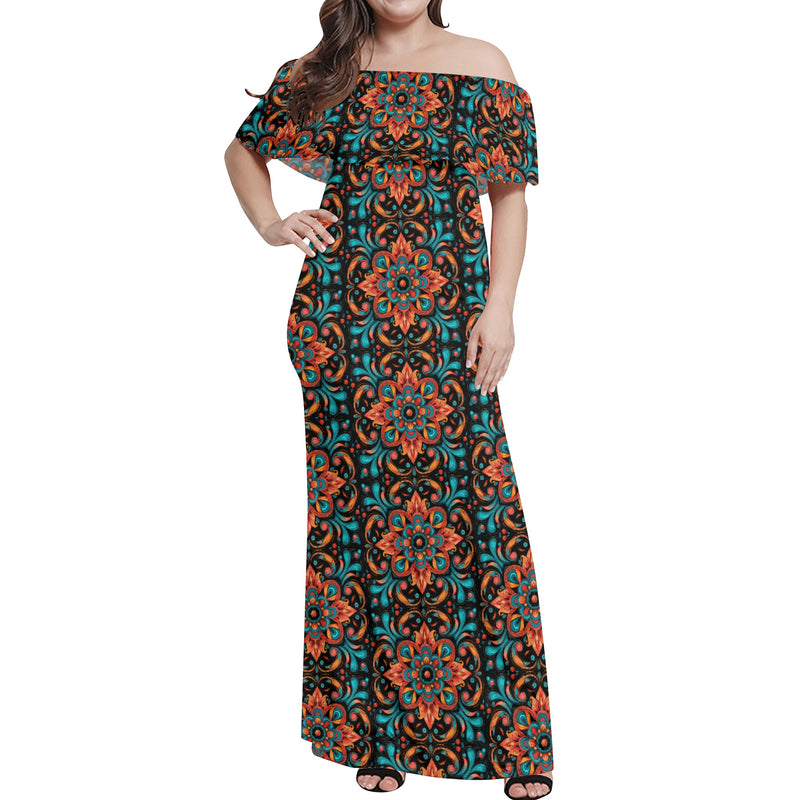 Stand Out in Style with Burkesgarb Flamboyant Womens Off-Shoulder Long Dress