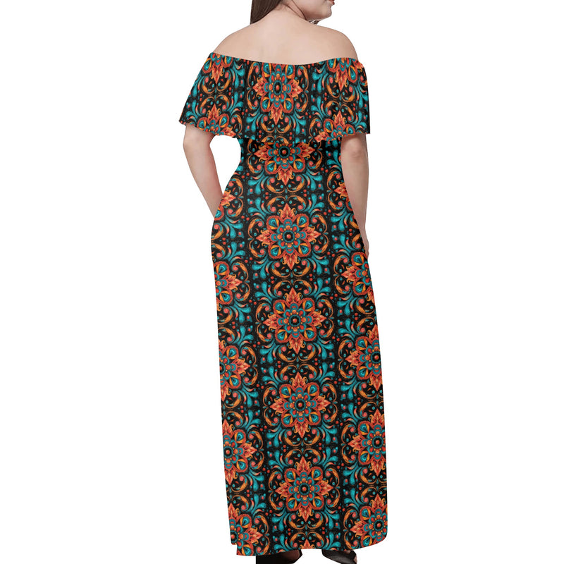 Stand Out in Style with Burkesgarb Flamboyant Womens Off-Shoulder Long Dress