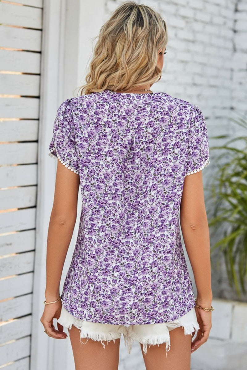 Floral Notched Neck Blouse | Burkesgarb - Effortless Elegance in Full Bloom