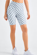 Chic and Comfortable: Checkered Wide Waistband Biker Shorts at Burkesgarb