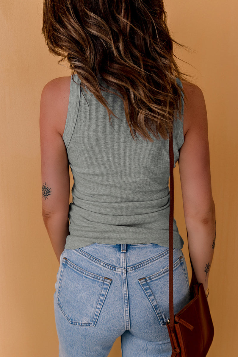 Elevate Your Style with the Round Neck Sleeveless Tank | Burkesgarb