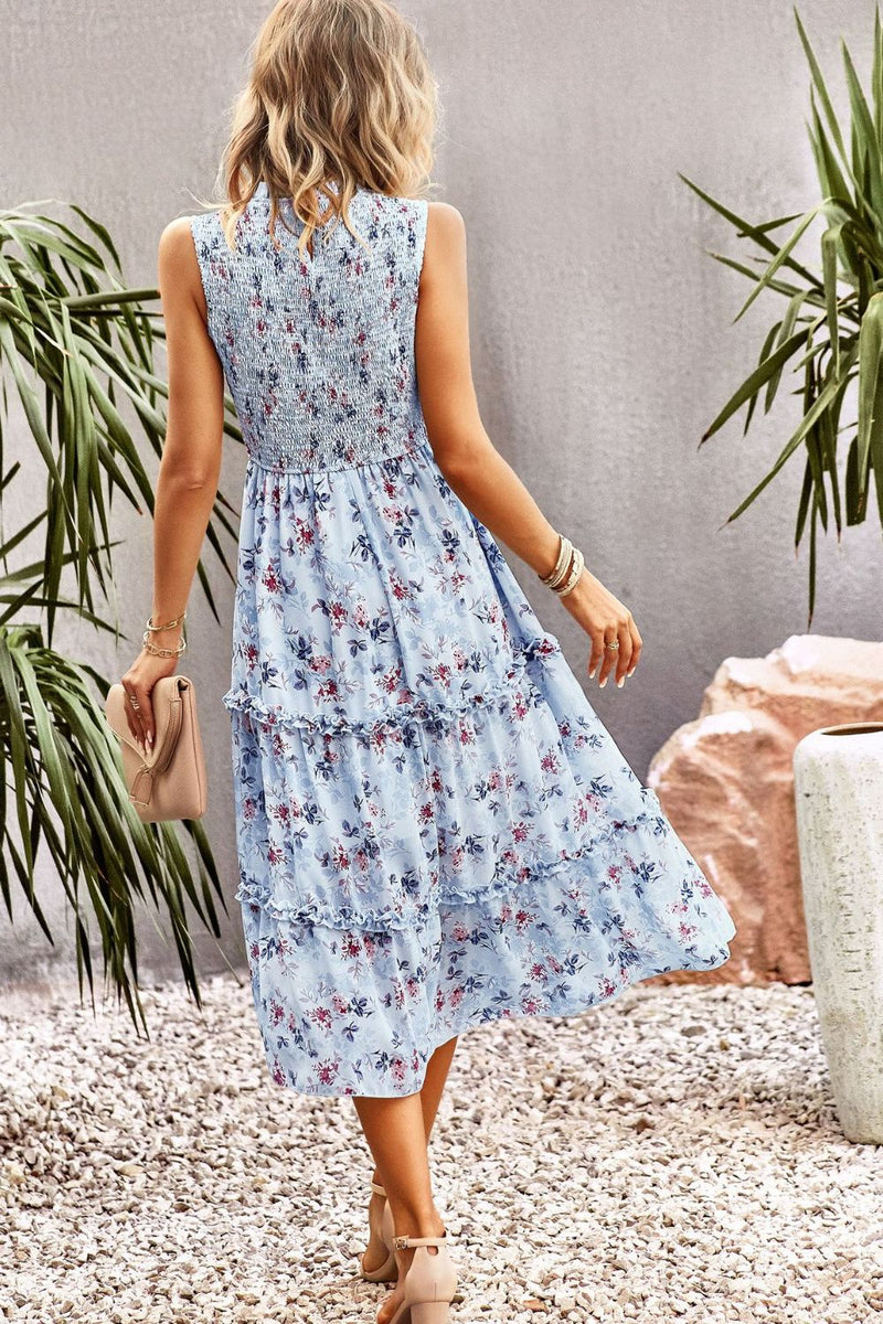 Stylish Sleeveless Floral Design Dress at Burkesgarb - Perfect for Any Occasion