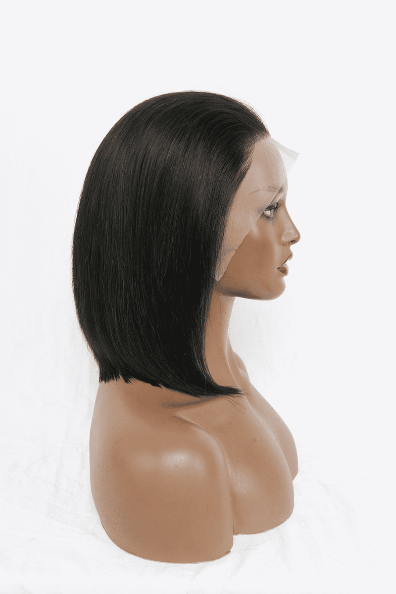 Embrace Natural Elegance: 12" 140g Natural Color Lace Front Wigs Human Hair, 150% Density