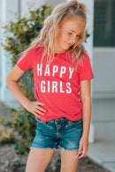 Spread Happiness with our Girls' 'Happy Girl' Short Sleeve T-Shirt at Burkesgarb