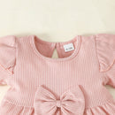 Stylish Comfort: Bow Detail Short Sleeve Top and Distressed Jeans Set from Burkesgarb