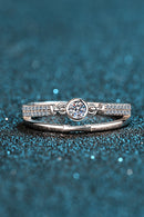 Timeless Brilliance: Moissanite Cutout Rhodium-Plated Ring at Burkesgarb