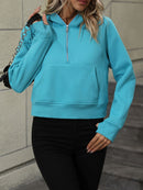 Stay Cozy and Chic with the Zip-Up Raglan Sleeve Hoodie with Pocket at Burkesgarb