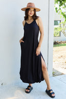 Elevate Your Style with the Ninexis Good Energy Full Size Cami Side Slit Maxi Dress in Black from Burkesgarb
