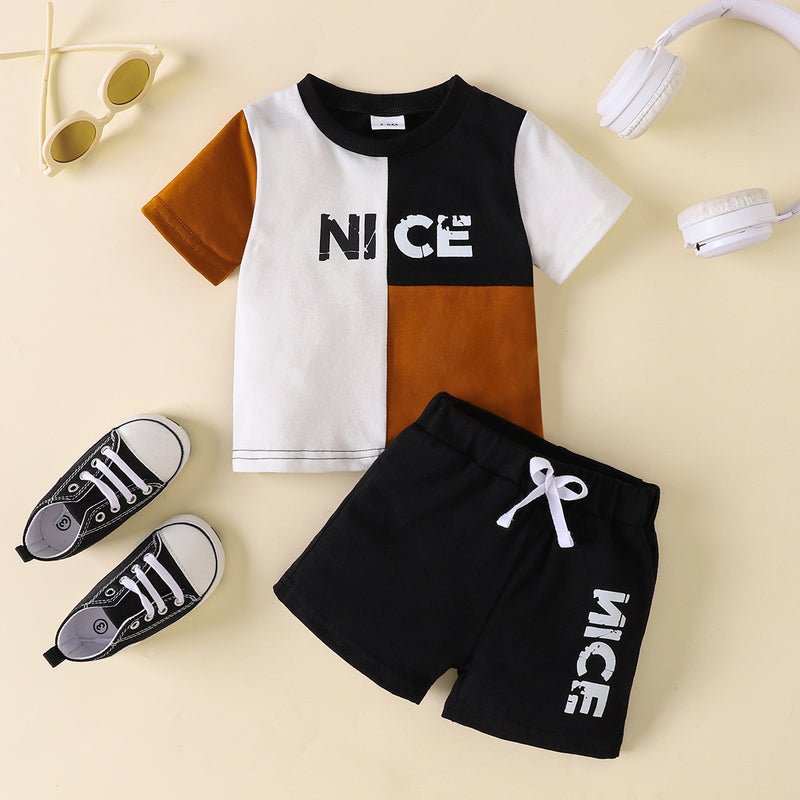 Stay Stylish and Comfortable with our NICE Color Block Tee and Shorts Set