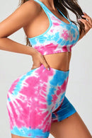 Stay Stylish and Active with the Tie-Dye Sports Bra and Shorts Set at Burkesgarb