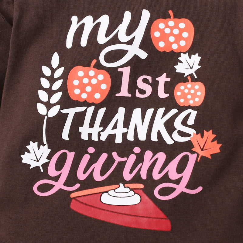 Celebrate Your Baby's First Thanksgiving with our MY 1ST THANKS GIVING Graphic Bodysuit and Pants Set