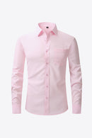 Classic and Versatile: Collared Long-Sleeve Pocket Shirt for Effortless Style