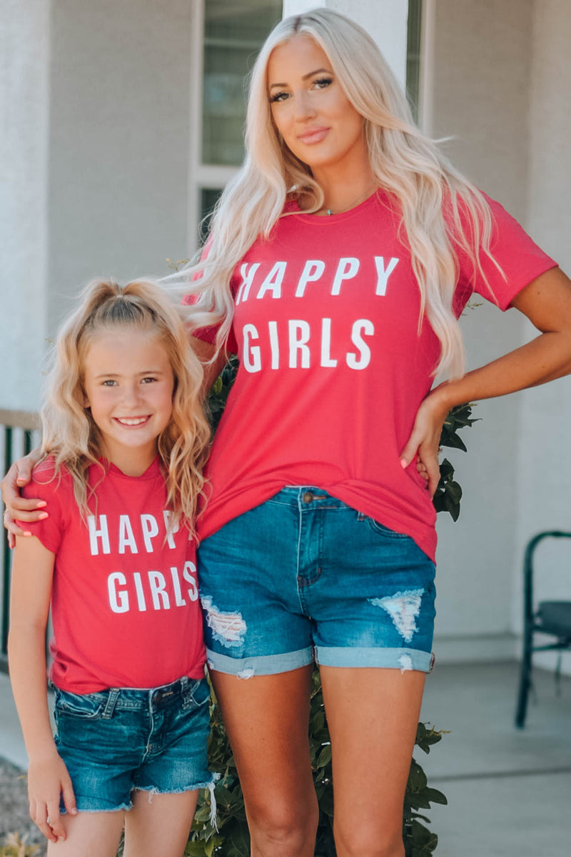 Spread Happiness with our Girls' 'Happy Girl' Short Sleeve T-Shirt at Burkesgarb