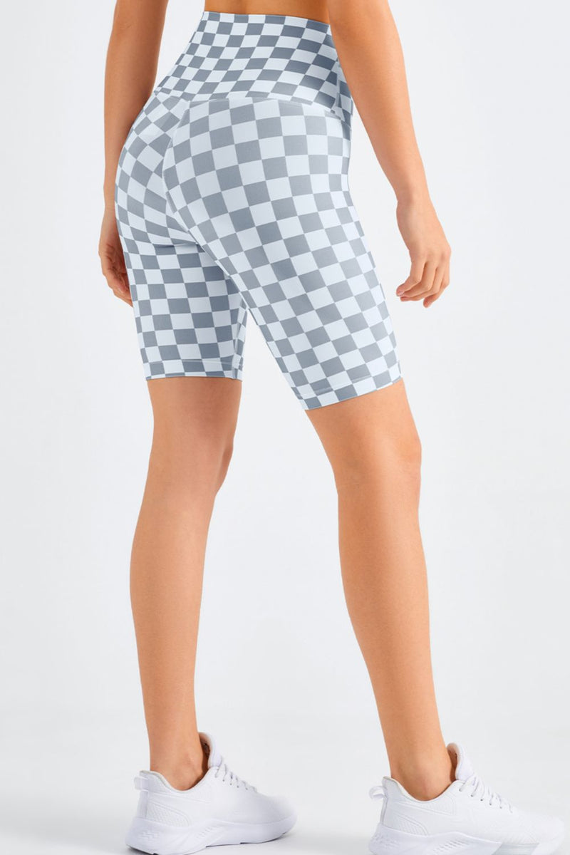 Chic and Comfortable: Checkered Wide Waistband Biker Shorts at Burkesgarb