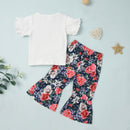 Round Neck PRETTY GIRL Graphic T-Shirt and Floral Print Pants Set
