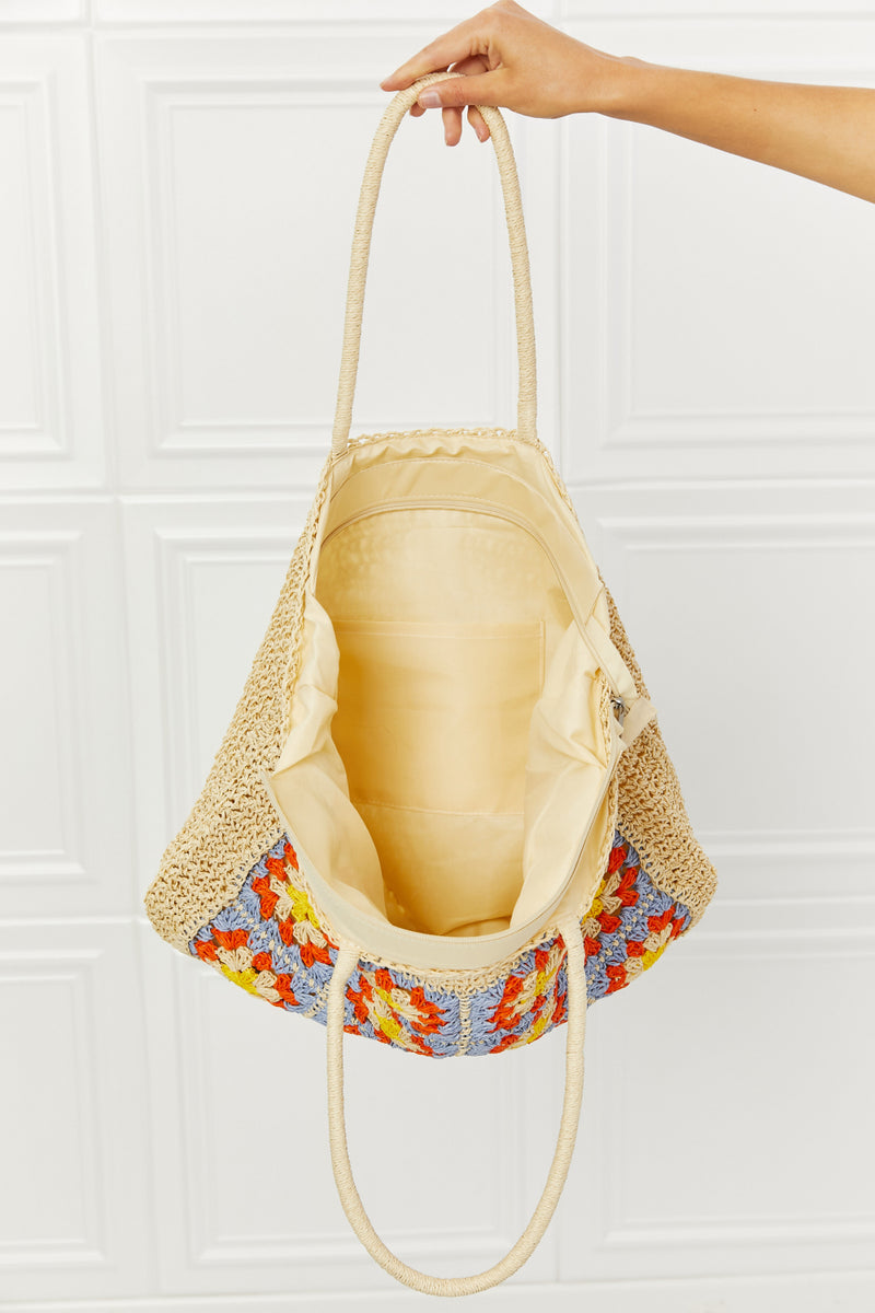 Channel Coastal Vibes with the Fame Off The Coast Straw Tote Bag at Burkesgarb