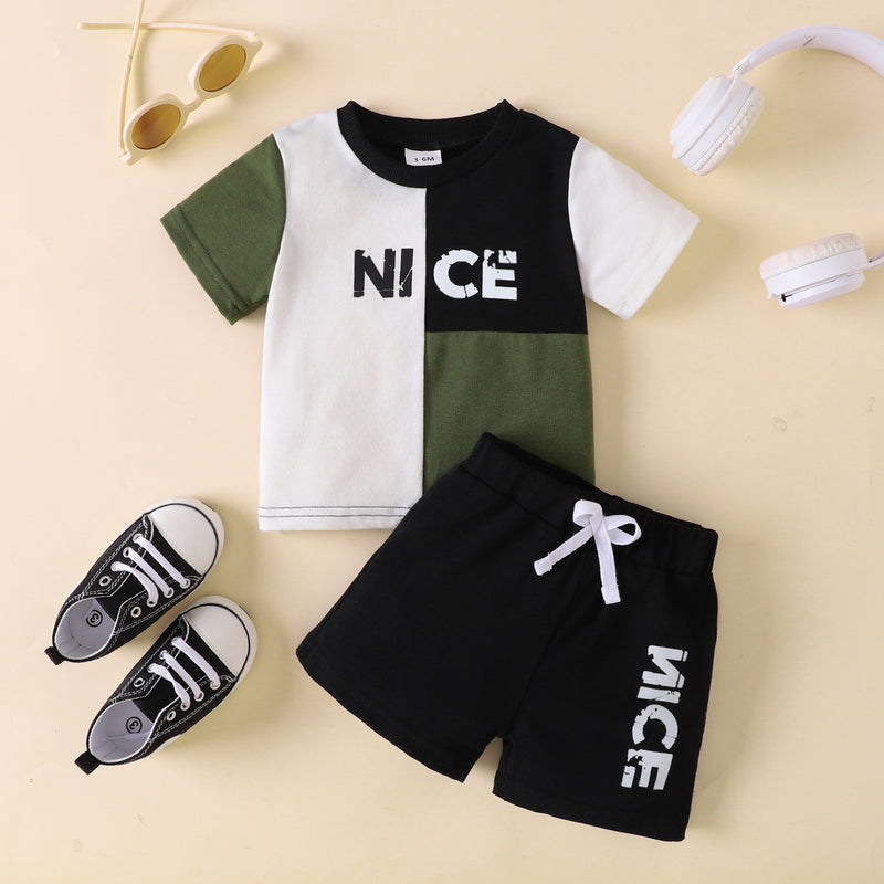 Stay Stylish and Comfortable with our NICE Color Block Tee and Shorts Set