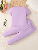 Spread Love with our Girls Heart Design T-Shirt and Joggers Set at Burkesgarb