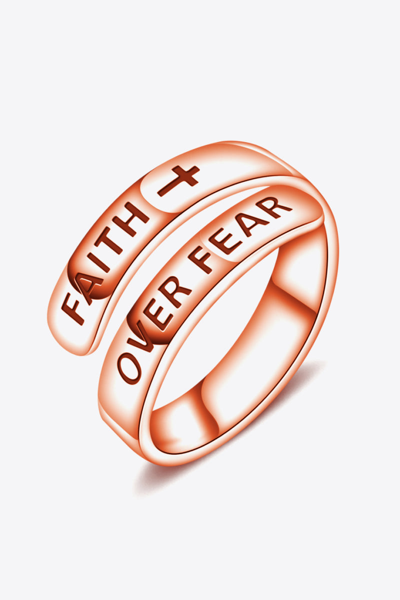 Embrace Strength and Faith with the Sterling Silver FAITH OVER FEAR Bypass Ring at Burkesgarb