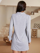 Sweet Dreams: Heart Graphic Long Sleeve Night Dress at Burkesgarb