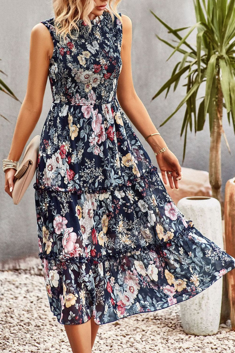 Stylish Sleeveless Floral Design Dress at Burkesgarb - Perfect for Any Occasion