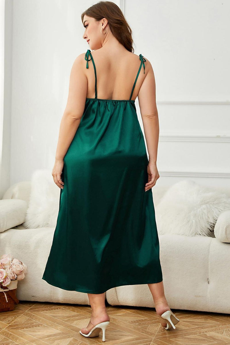Elegant and Comfortable: Plus Size Tie-Shoulder Night Dress at Burkesgarb