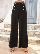 Elevate Your Style with the Buttoned High Waist Relax Fit Long Pants at Burkesgarb