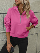 Stay Cozy and Chic with the Zip-Up Raglan Sleeve Hoodie with Pocket at Burkesgarb