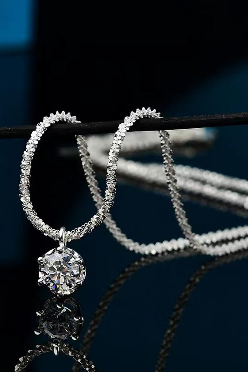 Sparkling Elegance: 1 Carat Moissanite Necklace at Burkesgarb