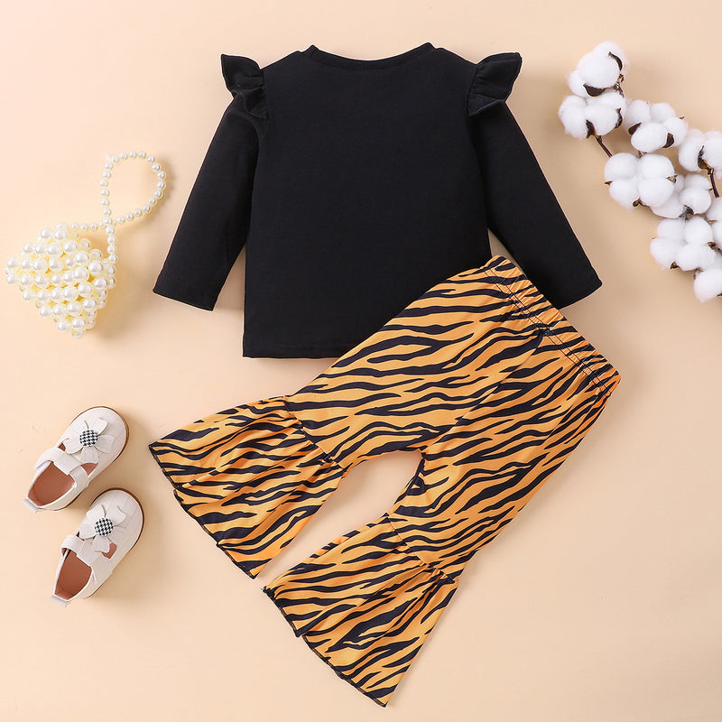 Baby Girl Graphic Top and Flare Pants Set: Adorable Style for Your Little Fashionista at Burkesgarb