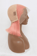 Embrace Vibrant Style: 12" 165g Lace Front Wigs in Rose Pink, 150% Density