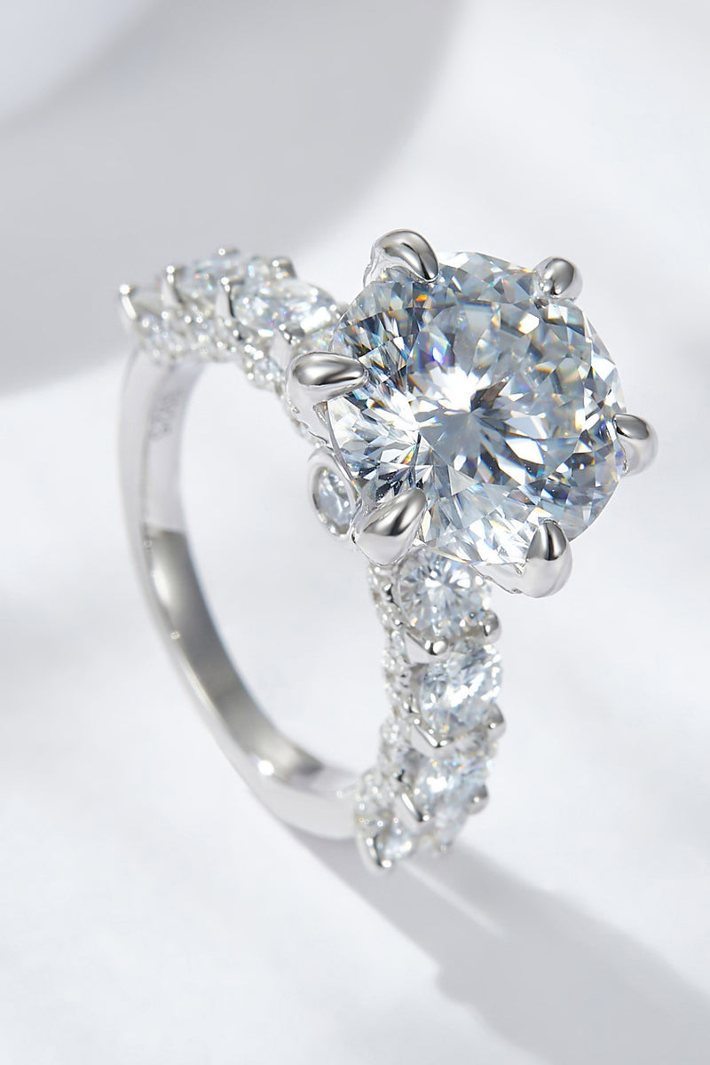 "Unparalleled Brilliance: 3-Carat Moissanite Platinum-Plated Side Stone Ring by Burkesgarb"