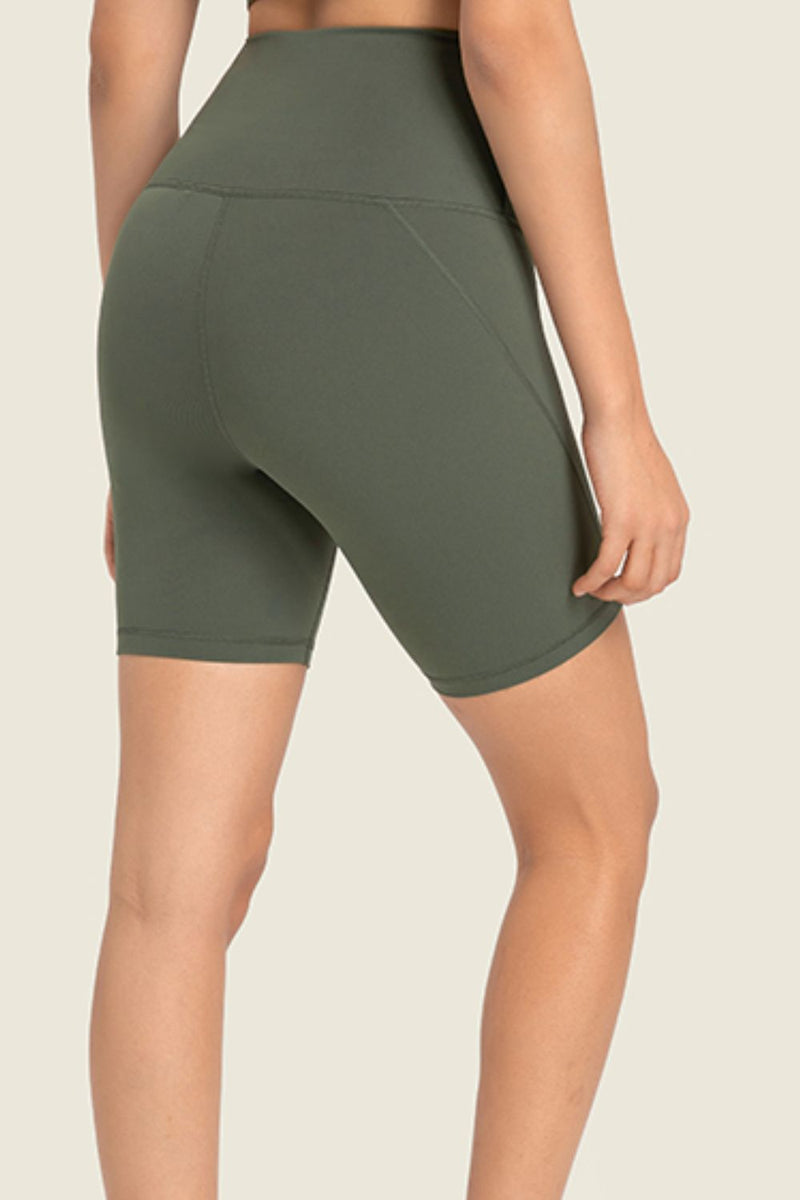 Sleek and Comfortable: Seamless High-Rise Wide Waistband Biker Shorts at Burkesgarb