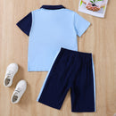 Classic and Stylish: Kids Dark Navy Polo Shirt and Shorts Set at Burkesgarb