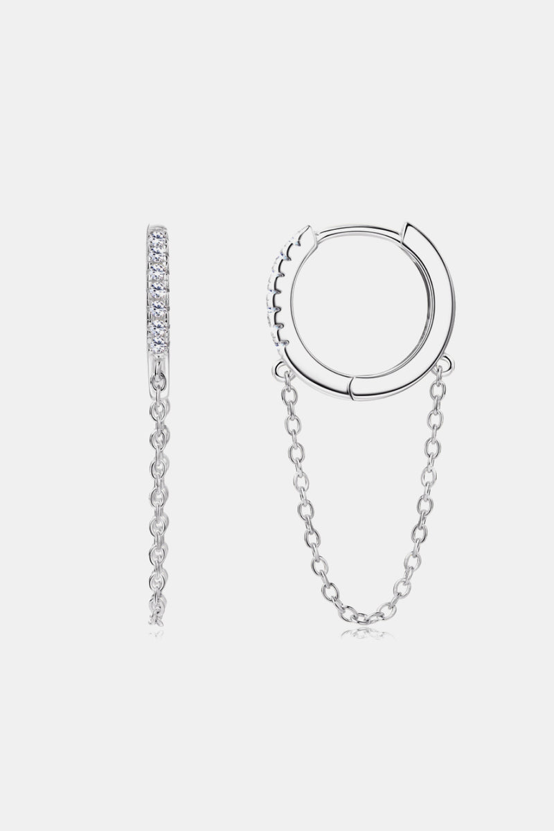 Add a Touch of Glamour with Moissanite 925 Sterling Silver Huggie Earrings with Chain