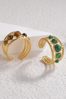 Natural Beauty: 18K Gold Plated Nature Stone Open Ring at Burkesgarb